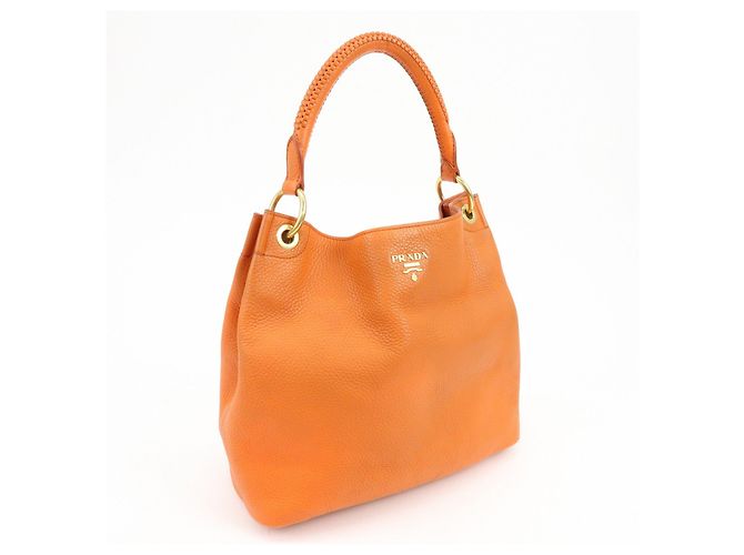 Borsa a spalla in pelle con logo PRADA Borsa Tote Borsa a mano Arancione BR4829 - vista 4