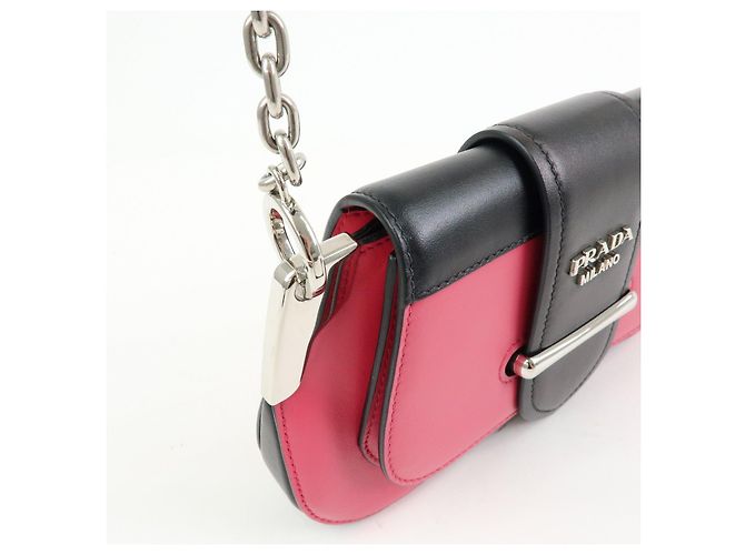 Borsa a tracolla mini con catena in pelle PRADA Sidonie Rosa Nero - vista 13