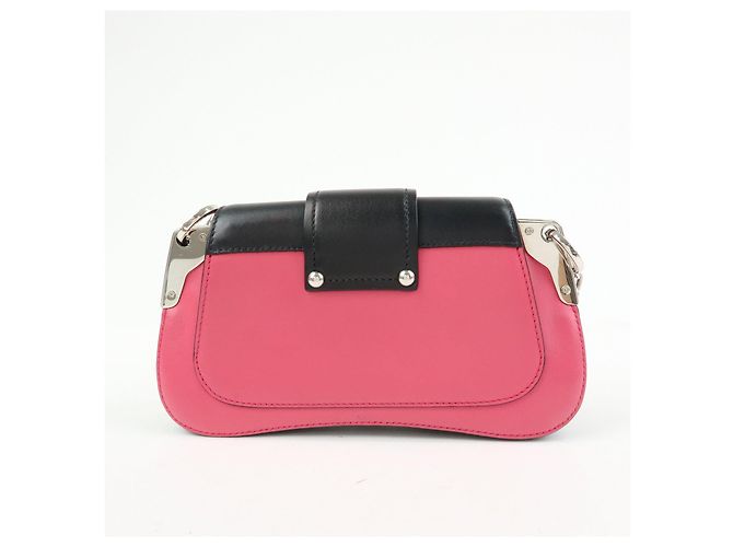 Borsa a tracolla mini con catena in pelle PRADA Sidonie Rosa Nero - vista 2
