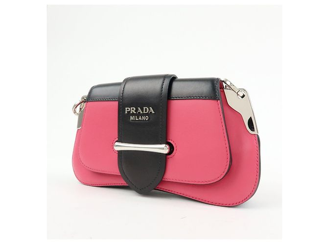 Borsa a tracolla mini con catena in pelle PRADA Sidonie Rosa Nero - vista 3