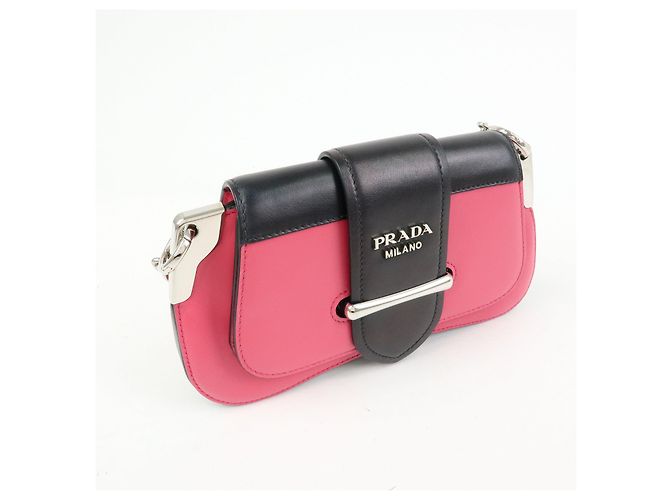 Borsa a tracolla mini con catena in pelle PRADA Sidonie Rosa Nero - vista 4