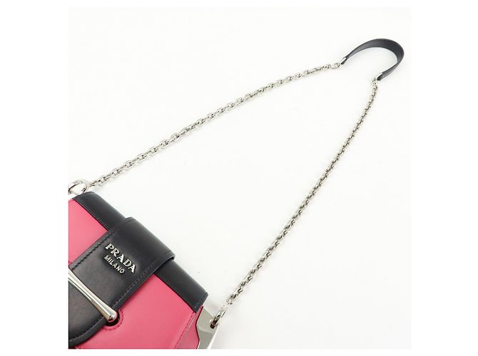 Borsa a tracolla mini con catena in pelle PRADA Sidonie Rosa Nero - vista 6