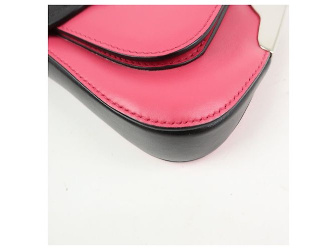 Borsa a tracolla mini con catena in pelle PRADA Sidonie Rosa Nero - vista 9