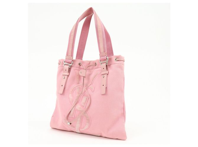 Autre Marque SAINT LAURENT PARIS Kahara Cassandra Canvas Leather Tote Bag 123435 - vista 3