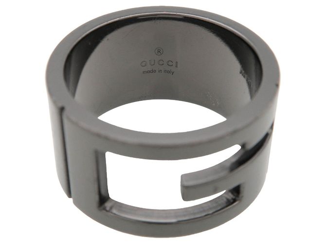Anello GUCCI G-Outcut SV925 Nero Argento 224031 US8.5 EU58 HK18 - vista 4