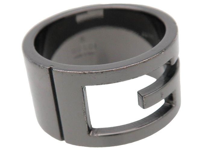 Anello GUCCI G-Outcut SV925 Nero Argento 224031 US8.5 EU58 HK18 - vista 6