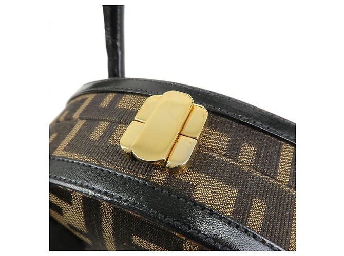 Borsa a mano e a tracolla 2Way FENDI in tela Zucca e pelle Marrone Nero - vista 10