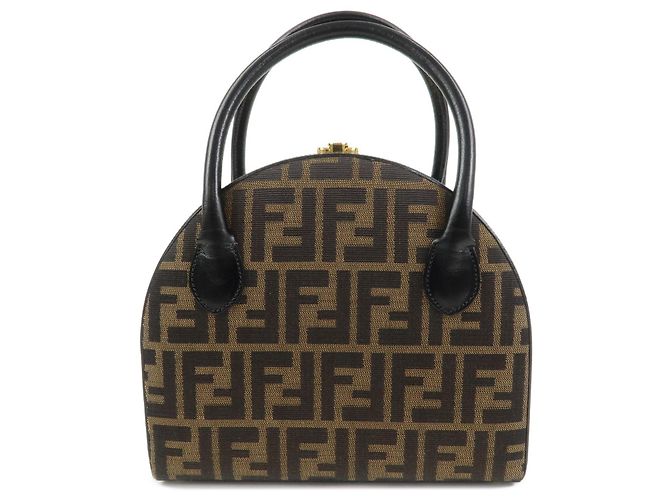Borsa a mano e a tracolla 2Way FENDI in tela Zucca e pelle Marrone Nero - vista 2