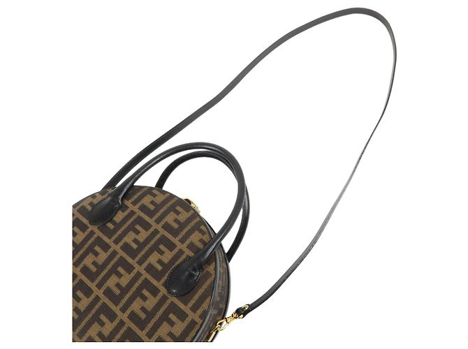 Borsa a mano e a tracolla 2Way FENDI in tela Zucca e pelle Marrone Nero - vista 4