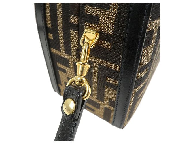 Borsa a mano e a tracolla 2Way FENDI in tela Zucca e pelle Marrone Nero - vista 7