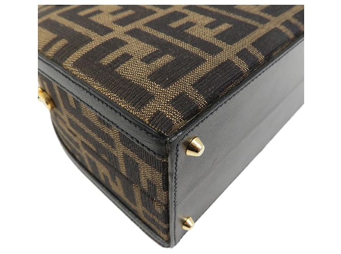Borsa a mano e a tracolla 2Way FENDI in tela Zucca e pelle Marrone Nero - vista 8