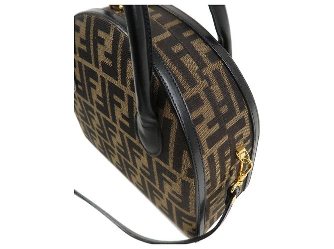 Borsa a mano e a tracolla 2Way FENDI in tela Zucca e pelle Marrone Nero - vista 9