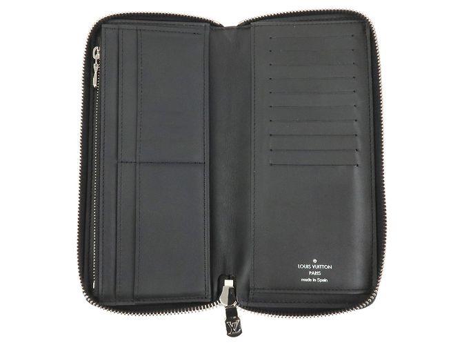 Louis Vuitton Cartera Vertical Zippy de piel Torillon Negra M68228 - vista 7