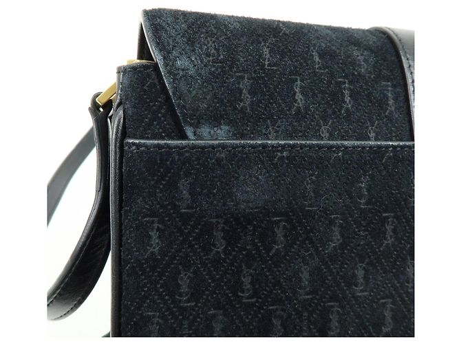 Autre Marque SAINT LAURENT PARIS Borsa a spalla Le Monogram in pelle scamosciata Nera - vista 14