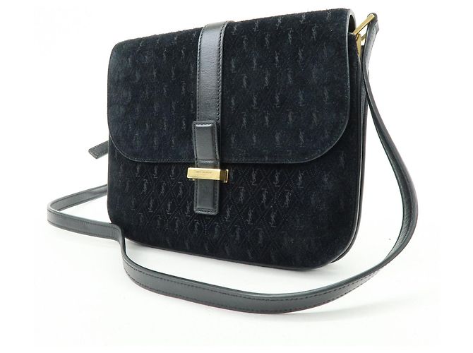Autre Marque SAINT LAURENT PARIS Borsa a spalla Le Monogram in pelle scamosciata Nera - vista 3