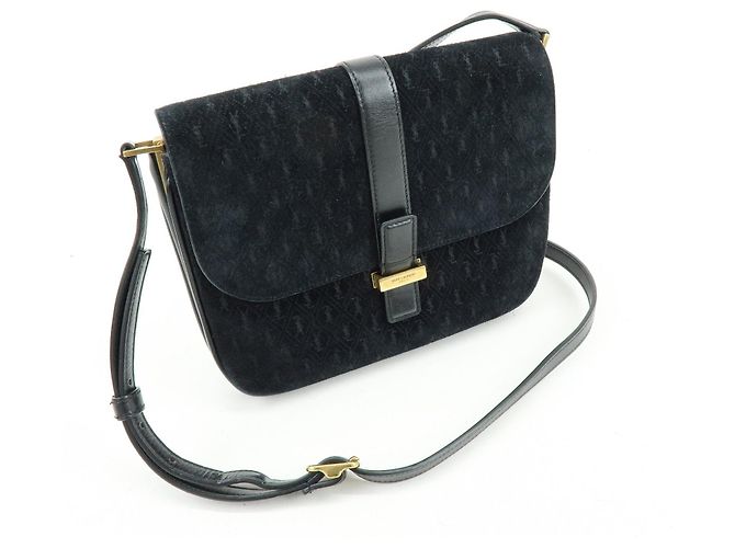 Autre Marque SAINT LAURENT PARIS Borsa a spalla Le Monogram in pelle scamosciata Nera - vista 4