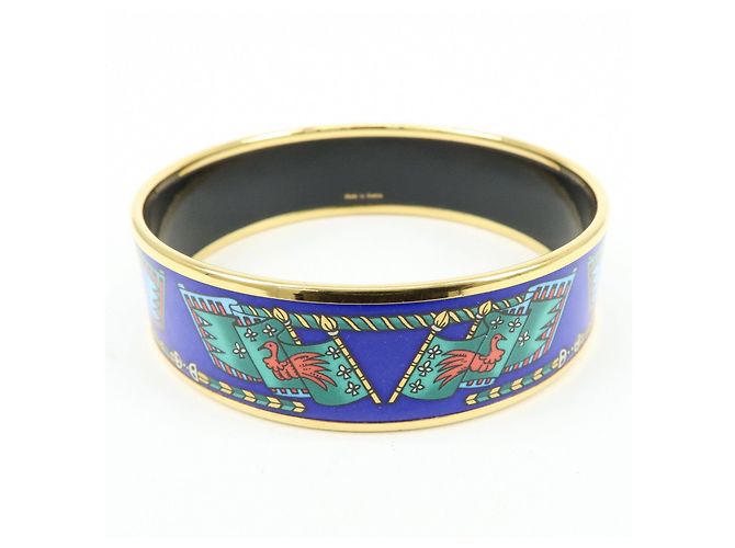 Hermès HERMES Email GM Bracciale Rigido Placcato Oro Blu Multicolor - vista 2