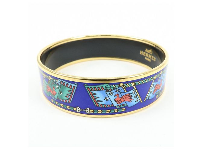 Hermès HERMES Email GM Bracciale Rigido Placcato Oro Blu Multicolor - vista 3