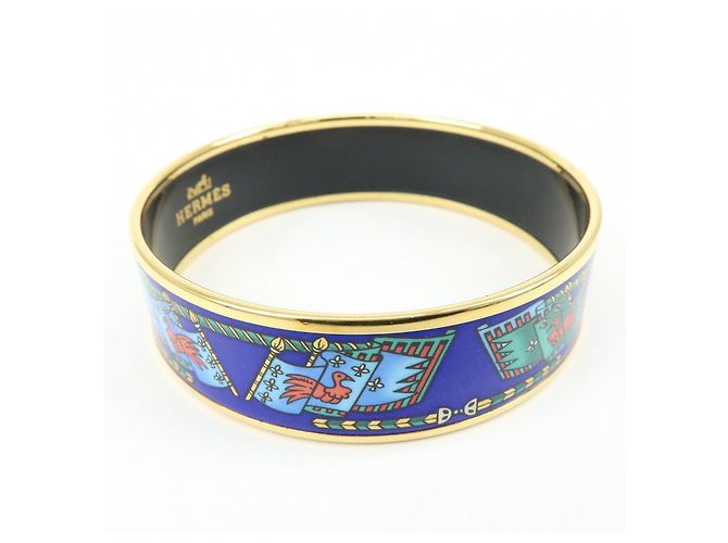 Hermès HERMES Email GM Bracciale Rigido Placcato Oro Blu Multicolor - vista 4