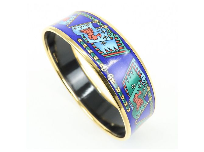 Hermès HERMES Email GM Bracciale Rigido Placcato Oro Blu Multicolor - vista 7