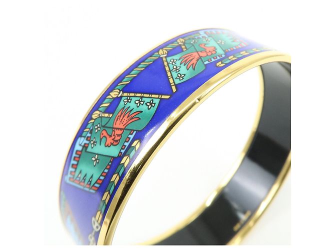Hermès HERMES Email GM Bracciale Rigido Placcato Oro Blu Multicolor - vista 8