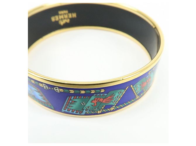 Hermès HERMES Email GM Bracciale Rigido Placcato Oro Blu Multicolor - vista 9