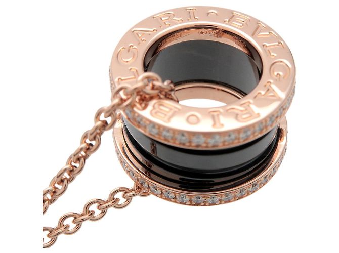 Bulgari Collana BVLGARI B-zero1 Diamanti K18 750PG Ceramica Oro Rosa Nero - vista 4