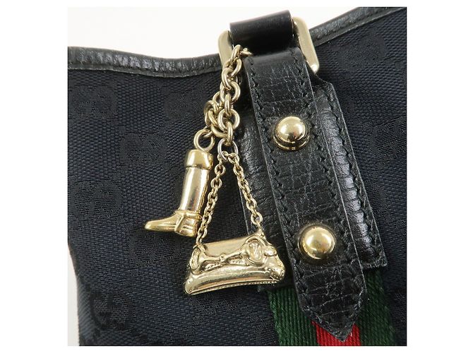 Borsa Tote e Borsa a Mano GUCCI Sherry GG Canvas Leather Black - vista 16