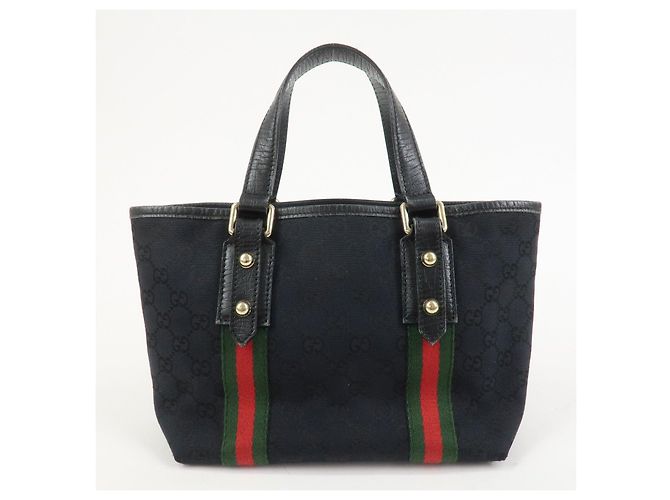 Borsa Tote e Borsa a Mano GUCCI Sherry GG Canvas Leather Black - vista 2