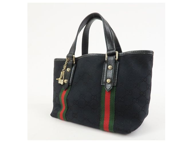 Borsa Tote e Borsa a Mano GUCCI Sherry GG Canvas Leather Black - vista 3