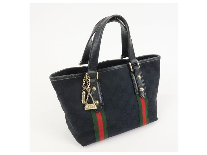 Borsa Tote e Borsa a Mano GUCCI Sherry GG Canvas Leather Black - vista 4