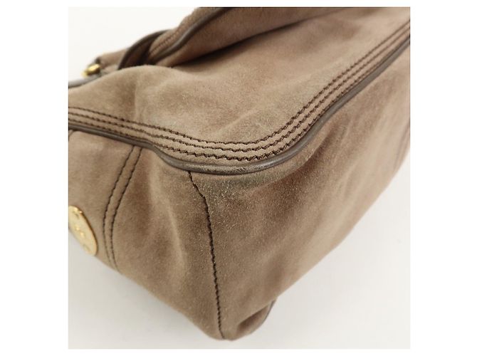 Céline CELINE Boogie Bag Borsa a mano in pelle scamosciata Beige Brown - vista 13