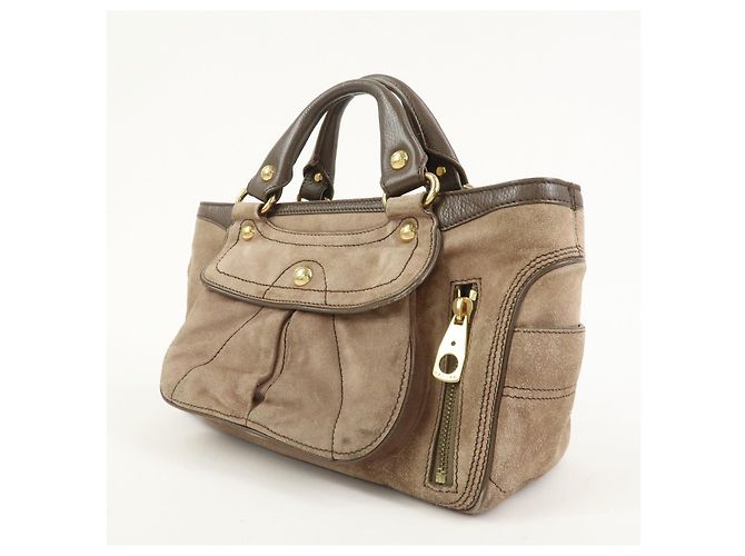 Céline CELINE Boogie Bag Borsa a mano in pelle scamosciata Beige Brown - vista 3