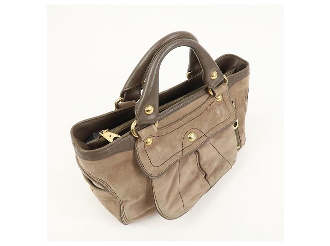 Céline CELINE Boogie Bag Borsa a mano in pelle scamosciata Beige Brown - vista 4