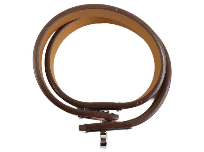 Hermès Bracciale HERMES Leather Kelly Double Tour B Stamped Greige - vista 3