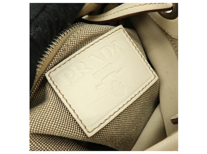 Borsa a spalla e borsa a tracolla in pelle jacquard con logo PRADA Beige - vista 24