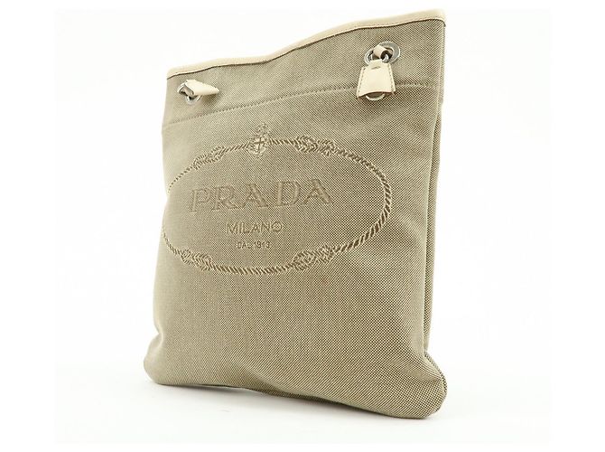 Borsa a spalla e borsa a tracolla in pelle jacquard con logo PRADA Beige - vista 3