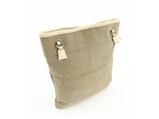 Borsa a spalla e borsa a tracolla in pelle jacquard con logo PRADA Beige - vista 4