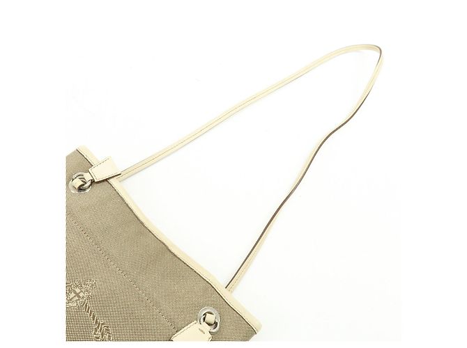 Borsa a spalla e borsa a tracolla in pelle jacquard con logo PRADA Beige - vista 6