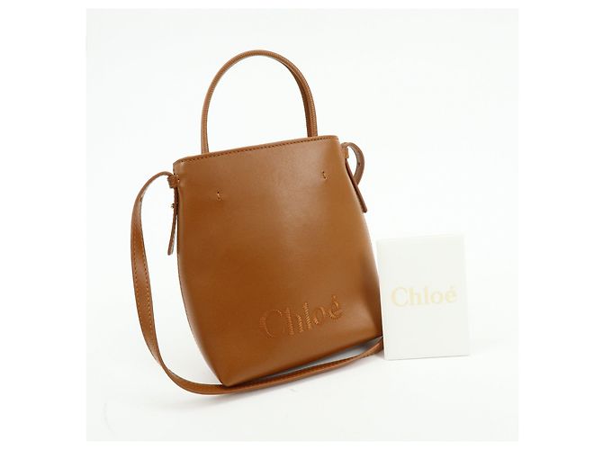 Chloé Chloe Micro Tote Bag Pelle Borsa 2Way Borsa a Spalla Borsa a Mano Camel - vista 22