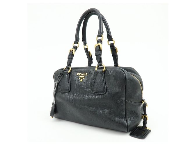 Borsa a tracolla e borsa a mano PRADA in pelle Vitello Daino Nero B3091M - vista 3
