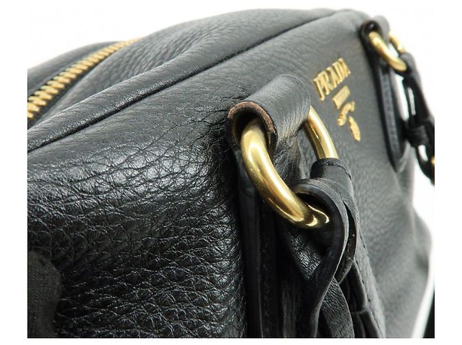 Borsa a tracolla e borsa a mano PRADA in pelle Vitello Daino Nero B3091M - vista 9