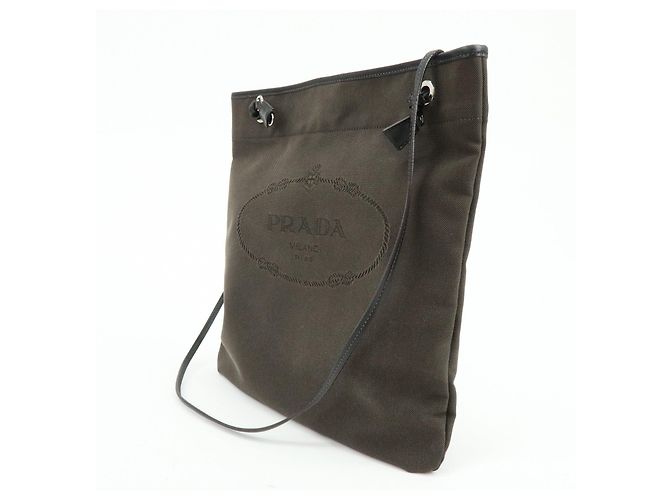 Borsa a spalla e borsa a tracolla in pelle jacquard con logo PRADA Marrone scuro - vista 3