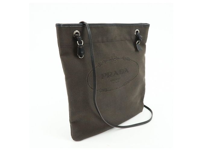 Borsa a spalla e borsa a tracolla in pelle jacquard con logo PRADA Marrone scuro - vista 4