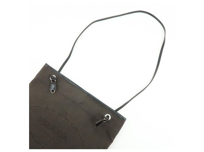 Borsa a spalla e borsa a tracolla in pelle jacquard con logo PRADA Marrone scuro - vista 6