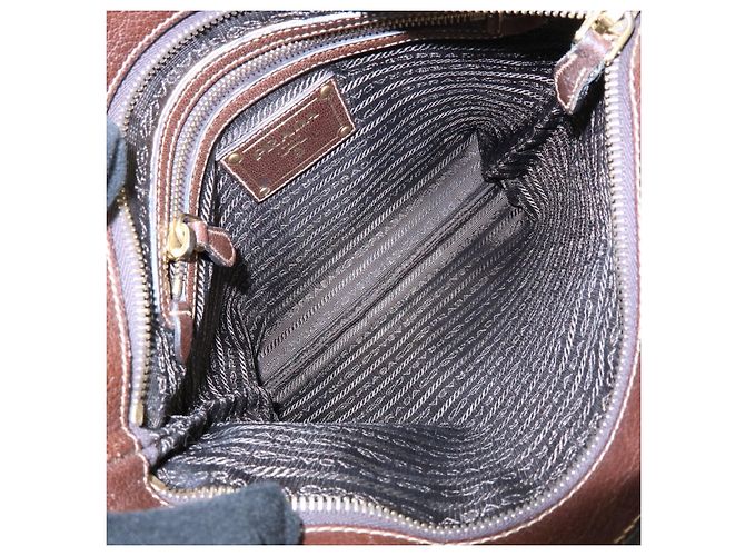Borsa a spalla e borsa a tracolla in pelle jacquard con logo PRADA Marrone - vista 22