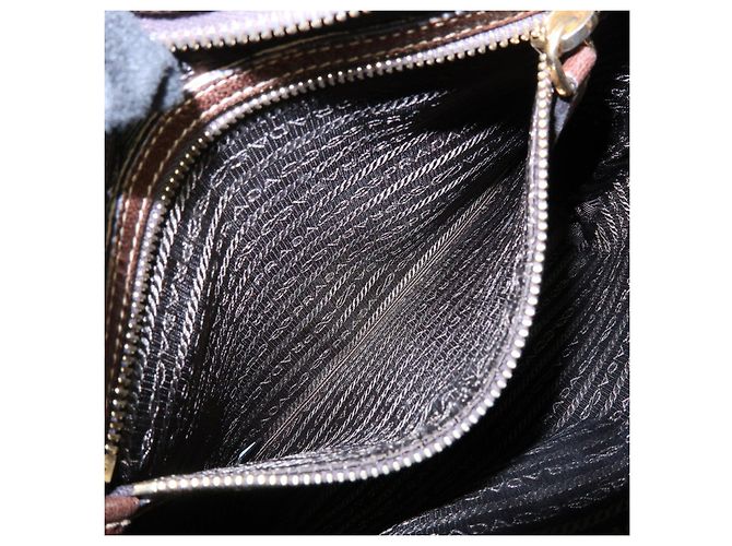 Borsa a spalla e borsa a tracolla in pelle jacquard con logo PRADA Marrone - vista 23