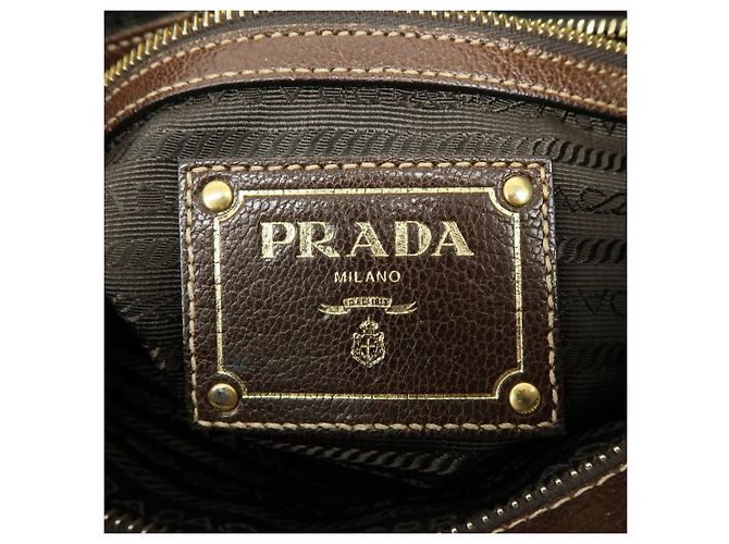 Borsa a spalla e borsa a tracolla in pelle jacquard con logo PRADA Marrone - vista 24