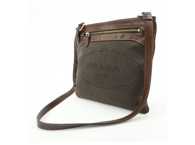 Borsa a spalla e borsa a tracolla in pelle jacquard con logo PRADA Marrone - vista 3