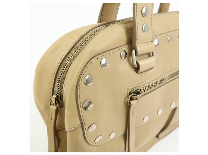Céline Borsa a mano in pelle CELINE Bowling Bag Beige Studs - vista 15